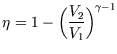 $\eta=\displaystyle 1-\left({V_2\over V_1}\right)^{\gamma-1}$