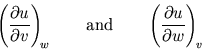 \begin{displaymath}
\left({\partial u\over\partial v}\right)_{\!\scriptstyle w}\...
...uad\left({\partial u\over\partial w}\right)_{\!\scriptstyle v}
\end{displaymath}