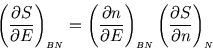 \begin{displaymath}
\left( \frac{\partial S}{\partial E} \right)_{\scriptscripts...
... \frac{\partial S}{\partial n} \right)_{\scriptscriptstyle N}
\end{displaymath}