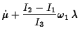 $\displaystyle \dot\mu+{I_2-I_1\over I_3}\omega_1\,\lambda$