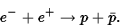 \begin{displaymath}e^- + e^+ \rightarrow p + \bar{p}.\end{displaymath}