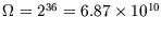 $\Omega=2^{36}=6.87\times10^{10}$