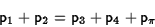 \begin{displaymath}{\sf p}_1+{\sf p}_2={\sf p}_3+{\sf p}_4+{\sf p}_\pi\end{displaymath}