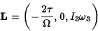 \begin{displaymath}{\bf L}=\left(-{2\tau\over \Omega},0,I_3\omega_3\right)\end{displaymath}