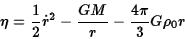 \begin{displaymath}\eta={1\over 2}\dot r^2-{GM\over r}-{4\pi\over 3}G\rho_0r\end{displaymath}